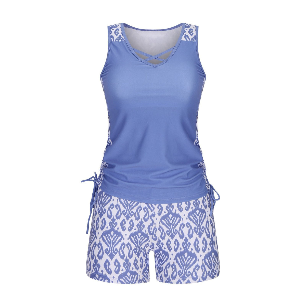 Women's Tummy Control Tankini Set with Built-In Bra – Flattering Boho Swimwear with Shorts💝