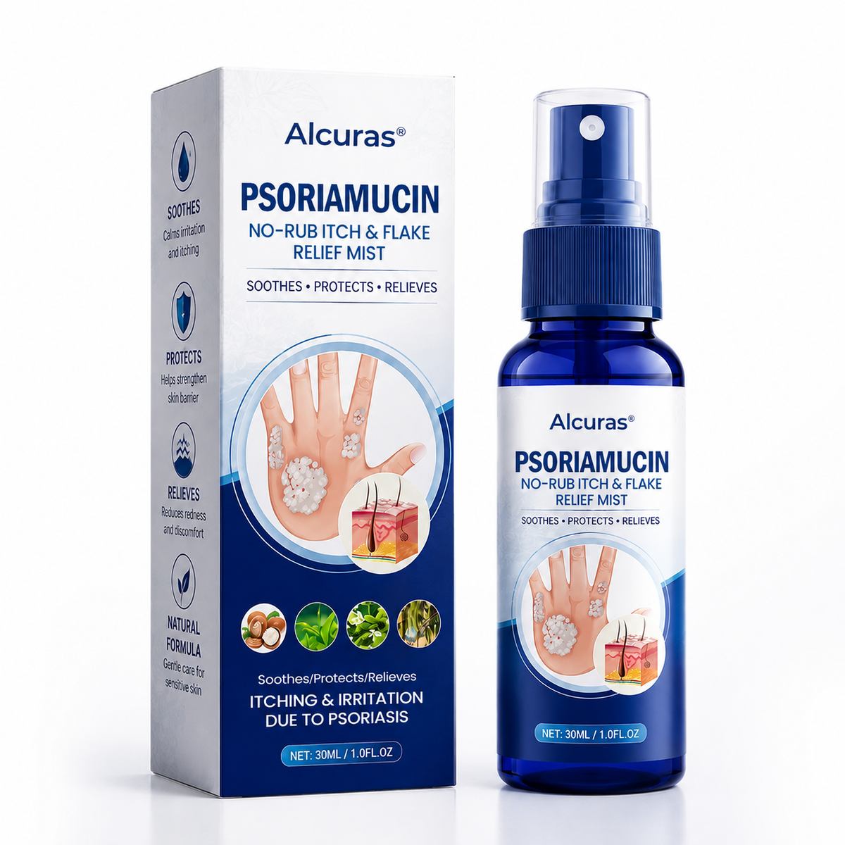 Alcuras® PsoriaMucin No-Rub Itch & Flake Relief Mist