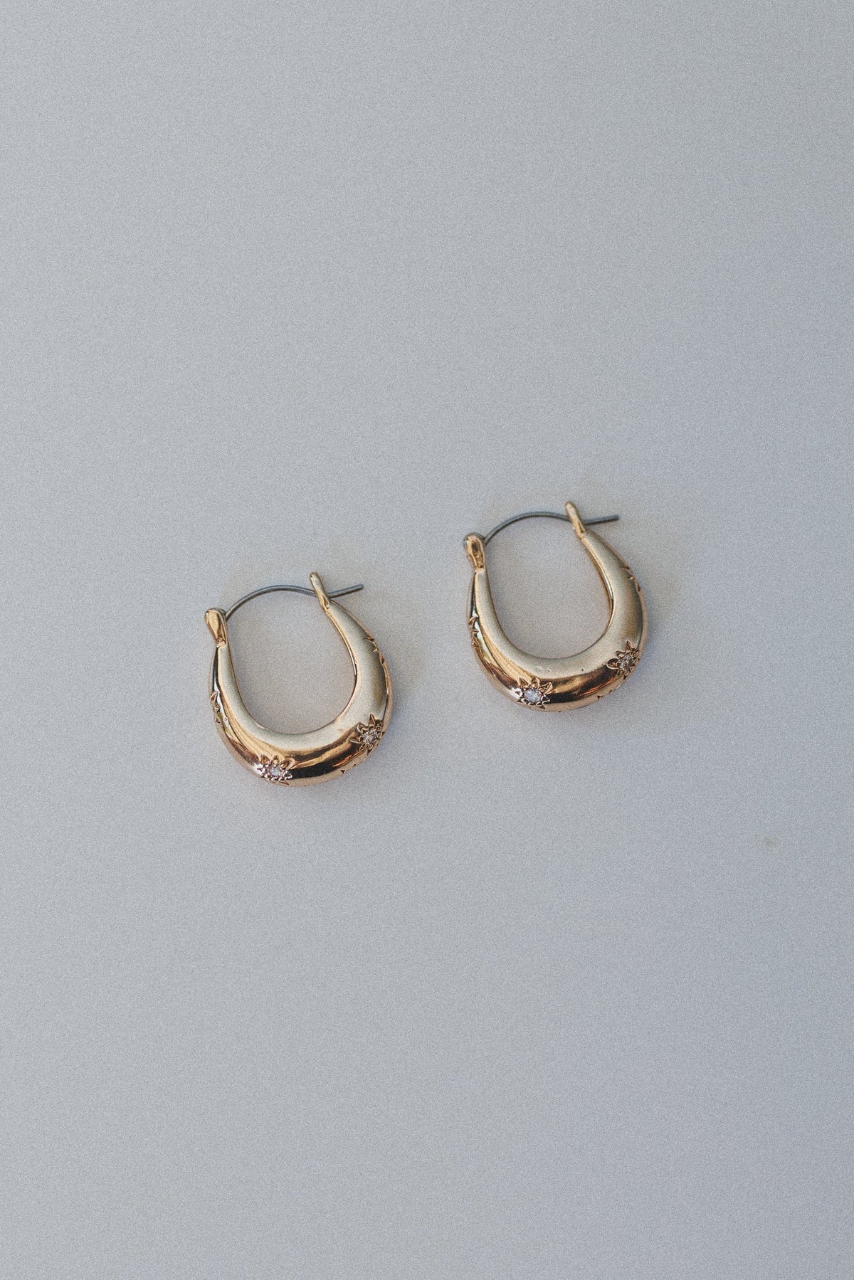 Twilight Star Etched Hoop Earrings - Gold
