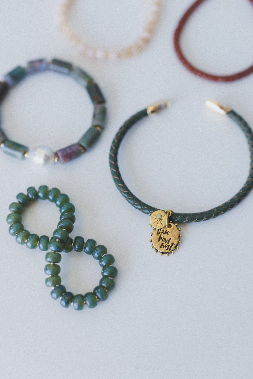 Amber Forest Bracelet Set - Olive Warm Neutral