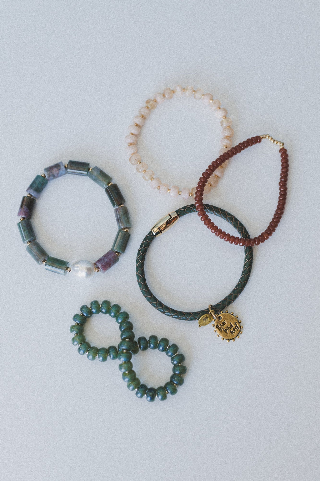 Amber Forest Bracelet Set - Olive Warm Neutral