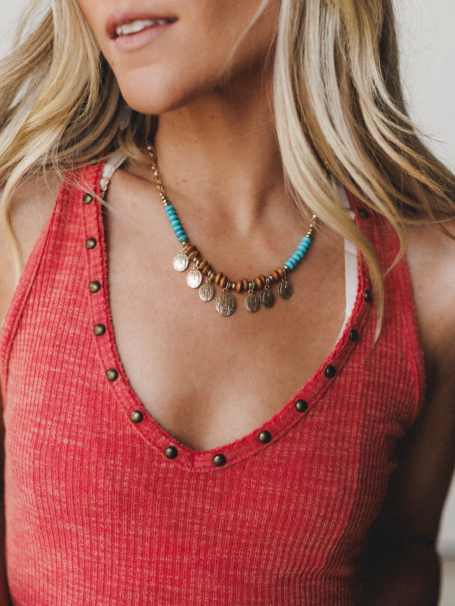 Azure Sun Necklace - Gold Turquoise