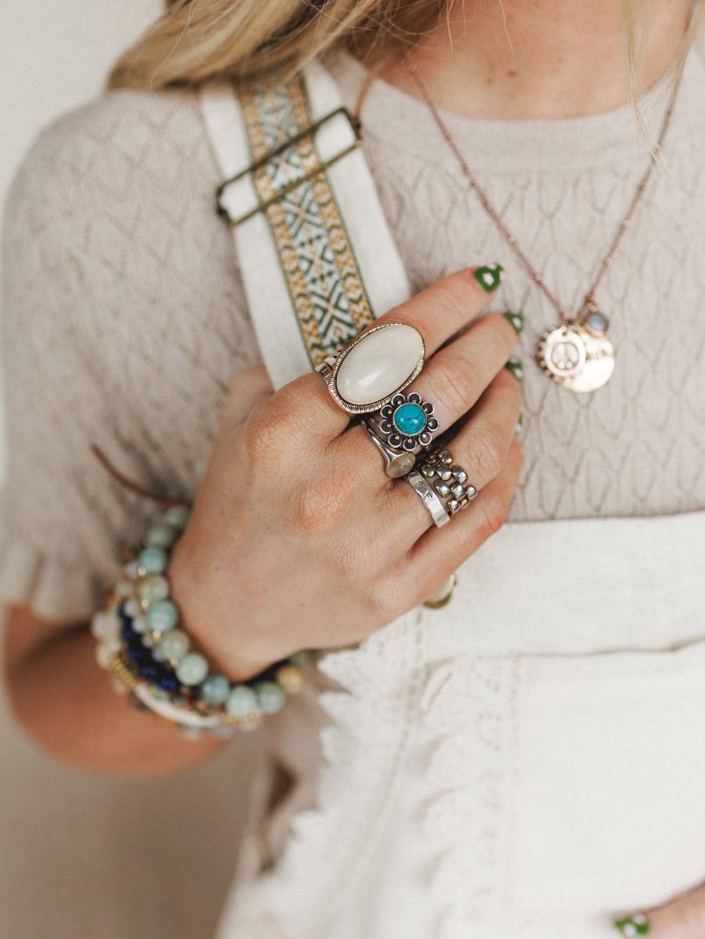 Ibiza Moon Stone Ring - White