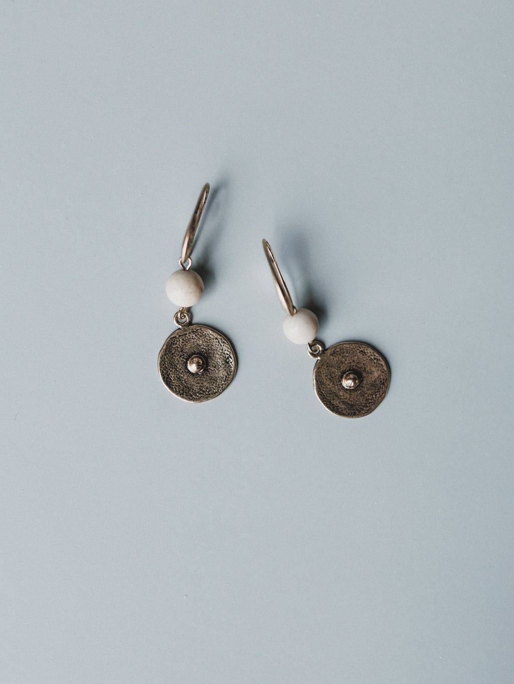 Roma Sun Pendant Earrings - White