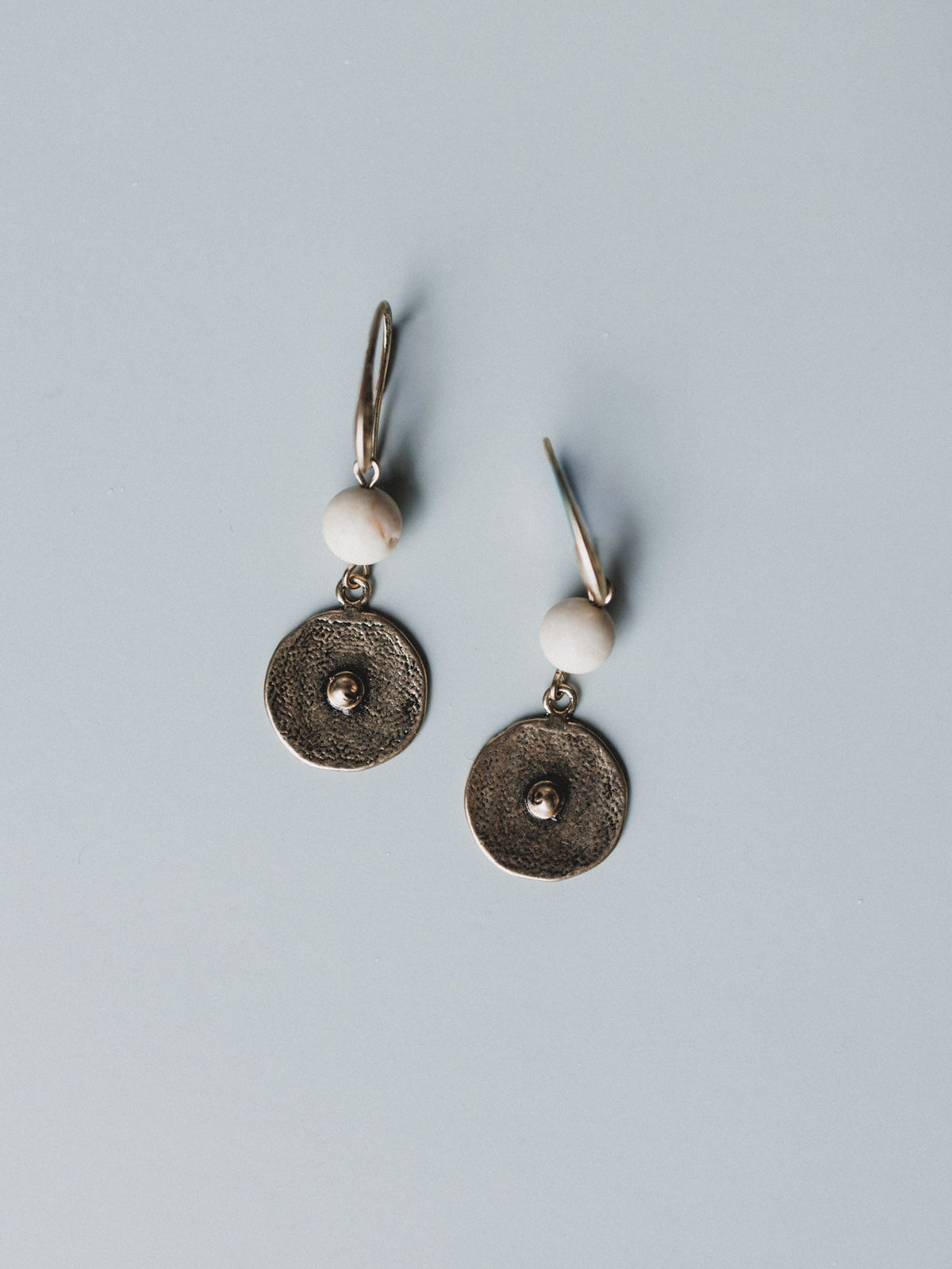 Roma Sun Pendant Earrings - White