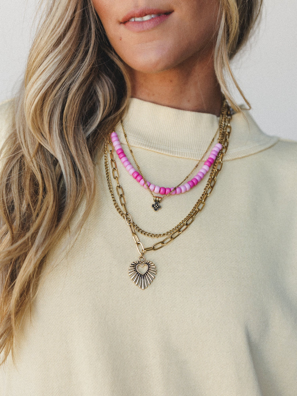 Viktoria Layered Necklace - Pink