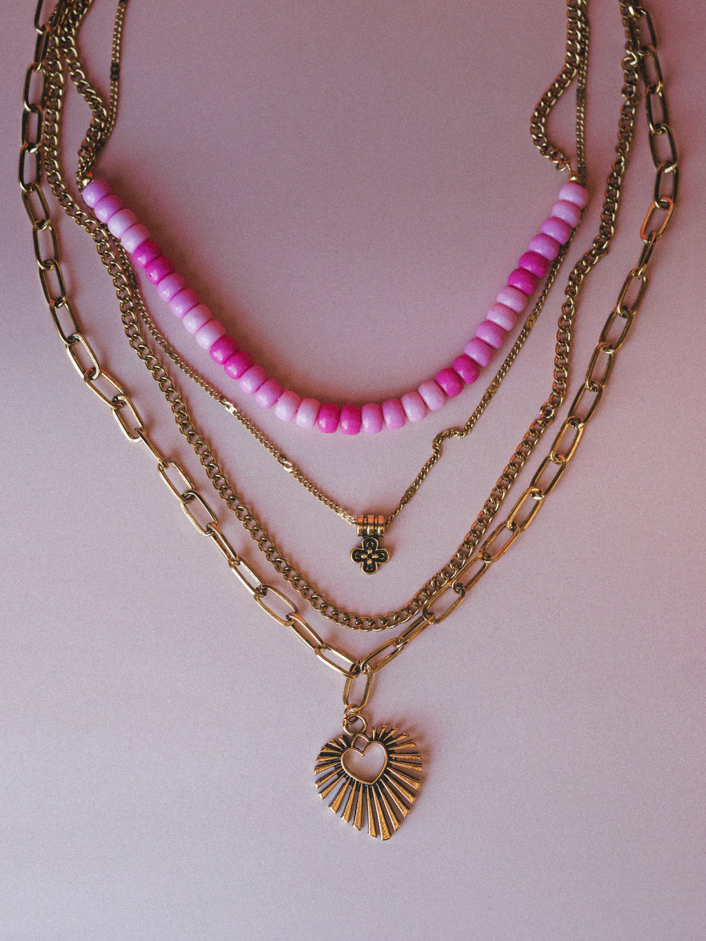 Viktoria Layered Necklace - Pink