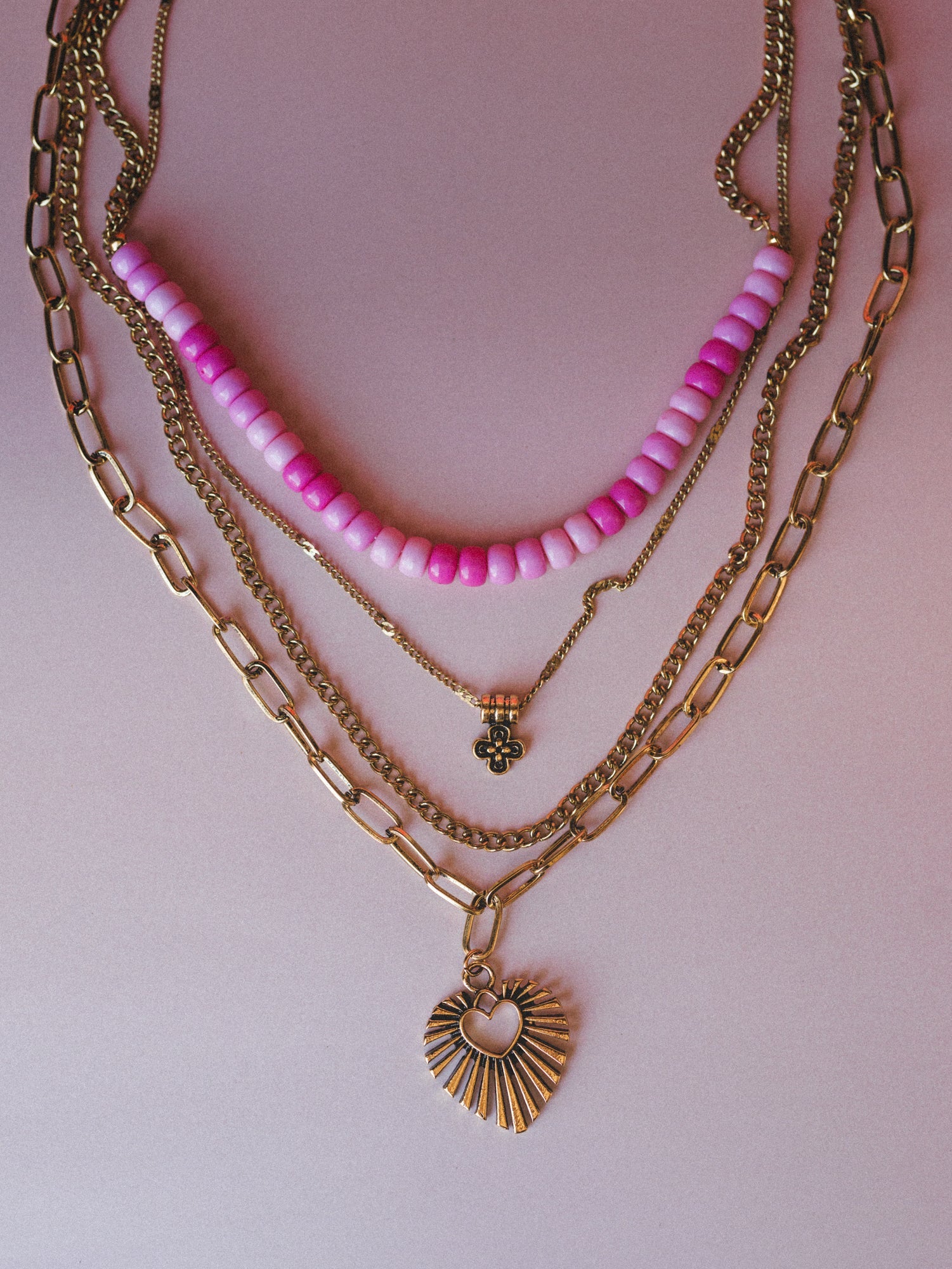 Viktoria Layered Necklace - Pink