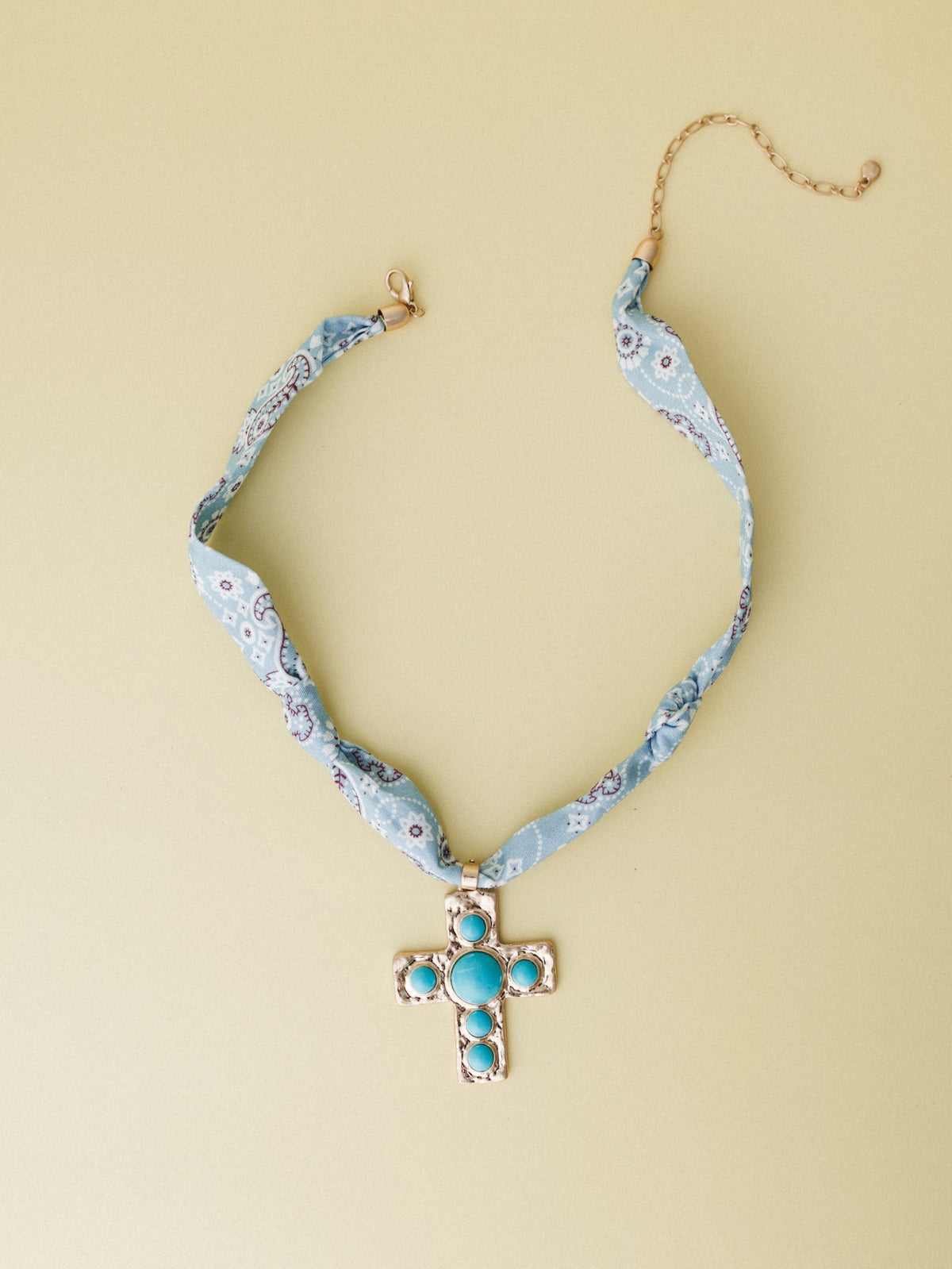Cross Bandana Necklace - Blue