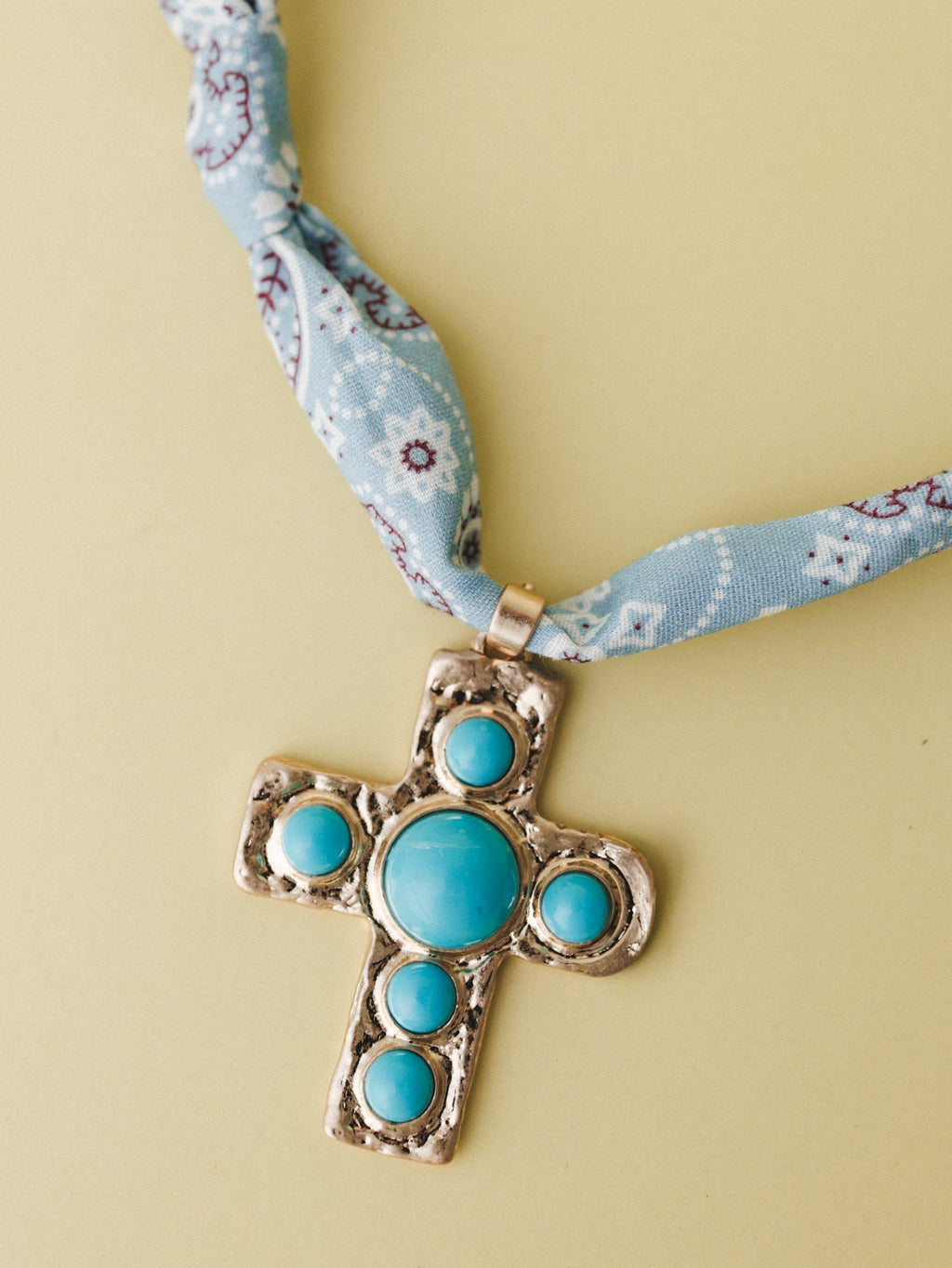 Cross Bandana Necklace - Blue