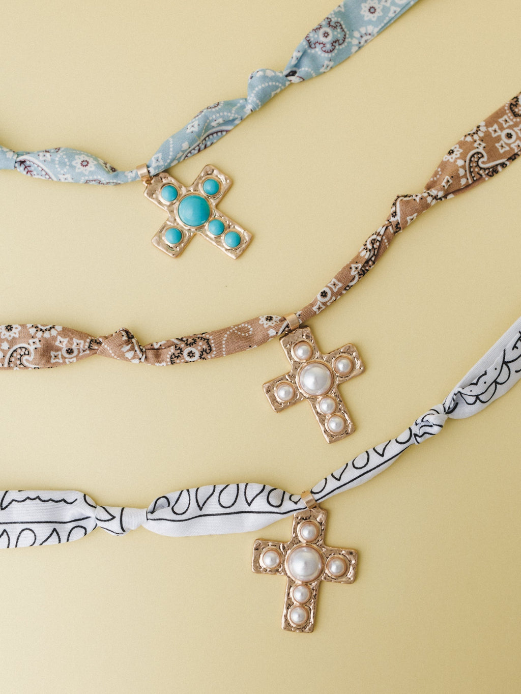Cross Bandana Necklace - Blue