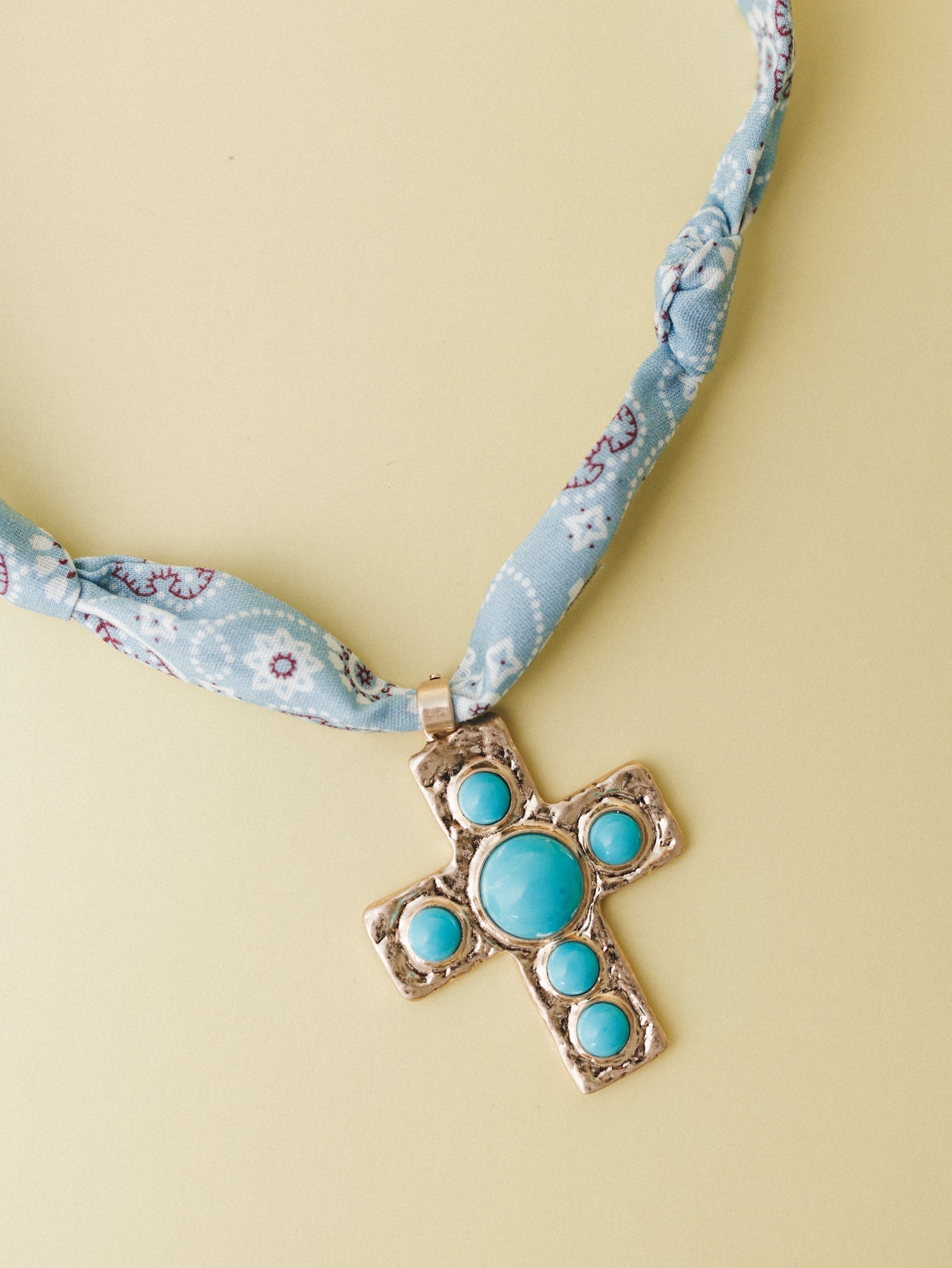 Cross Bandana Necklace - Blue