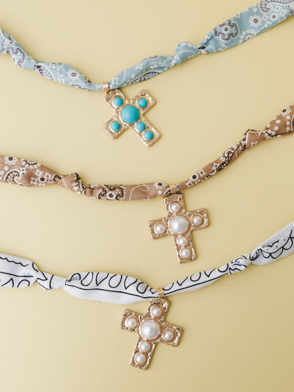 Cross Bandana Necklace - Brown