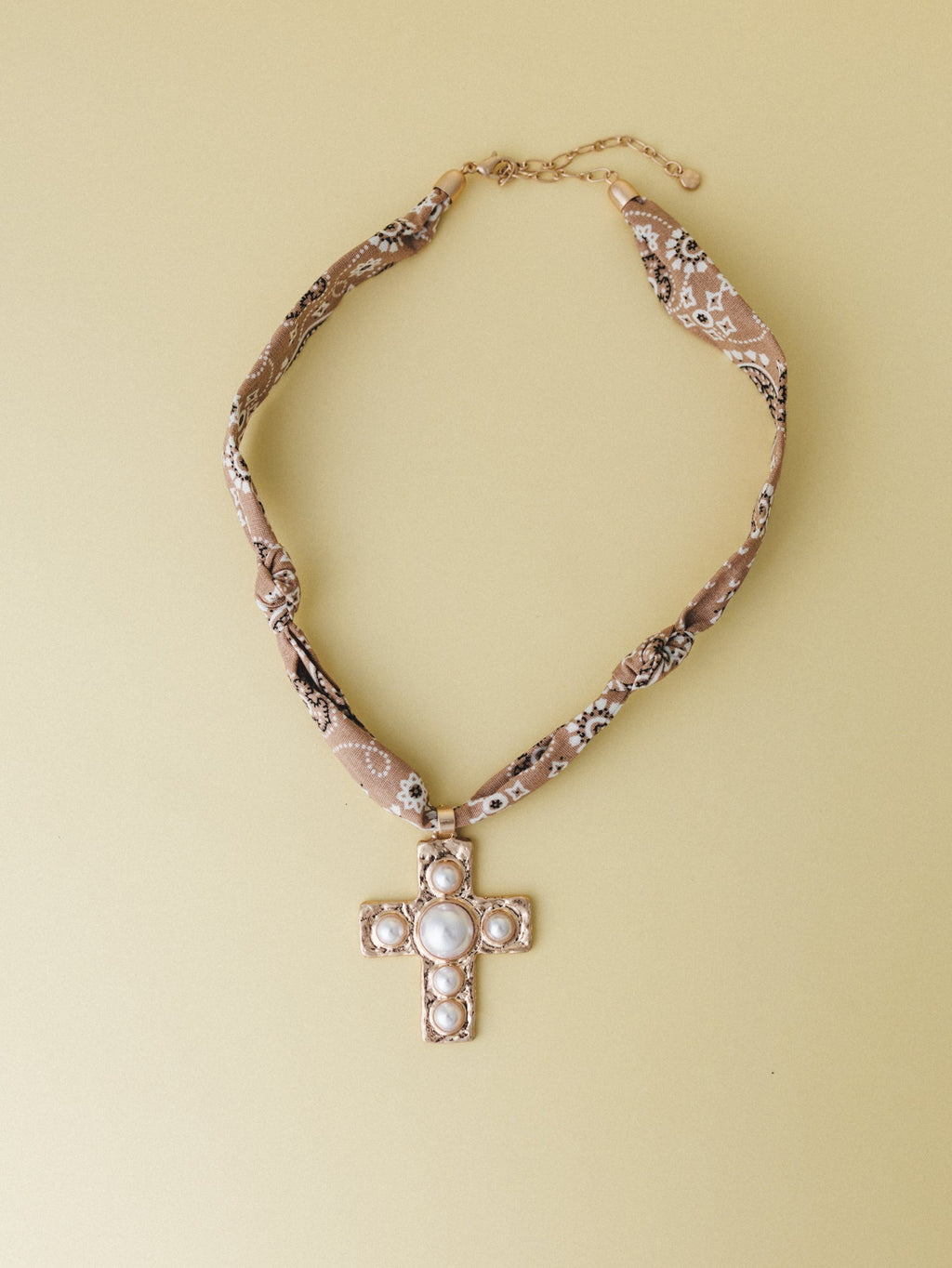 Cross Bandana Necklace - Brown