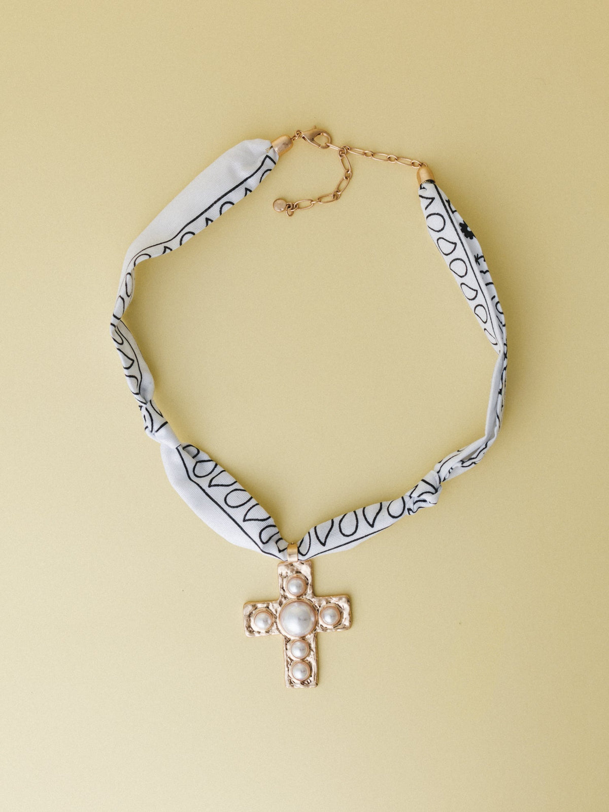 Cross Bandana Necklace - White