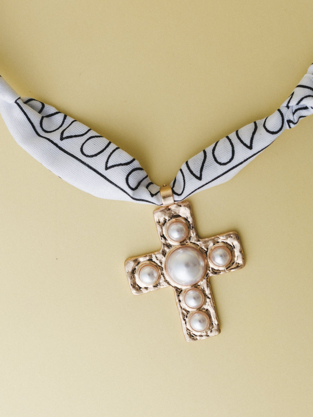 Cross Bandana Necklace - White