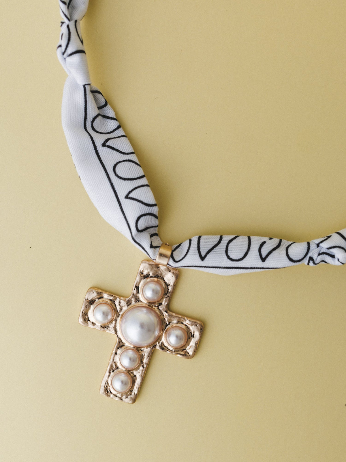 Cross Bandana Necklace - White
