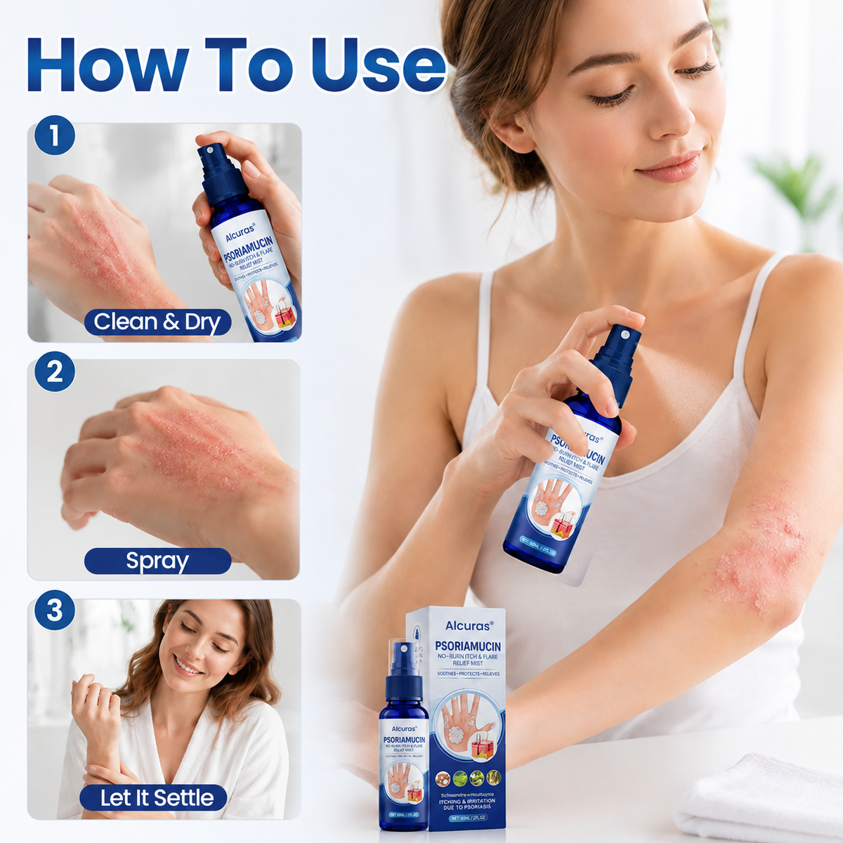Alcuras® PsoriaMucin No-Rub Itch & Flake Relief Mist