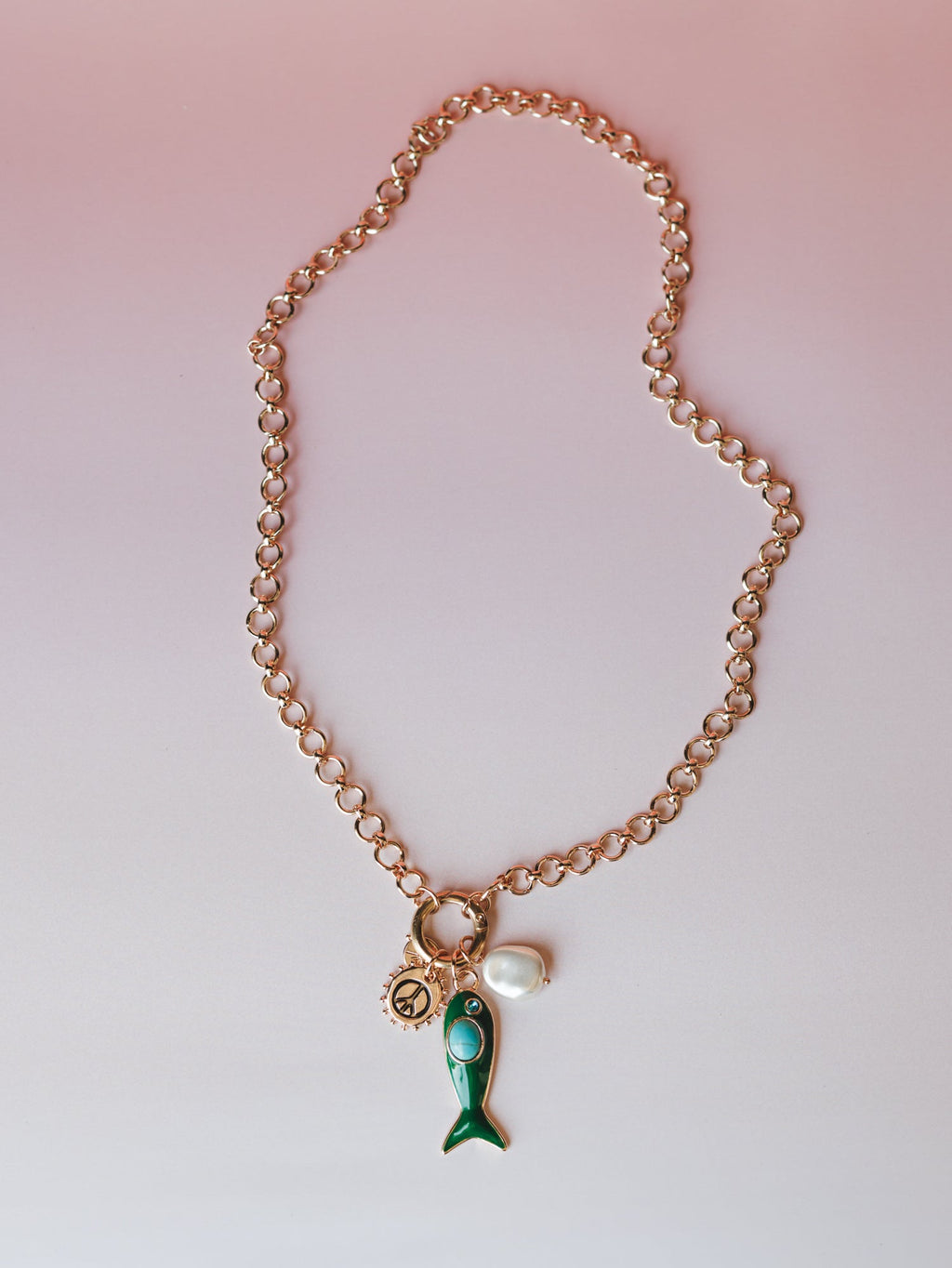 Blue Wishes Charm Necklace - Gold