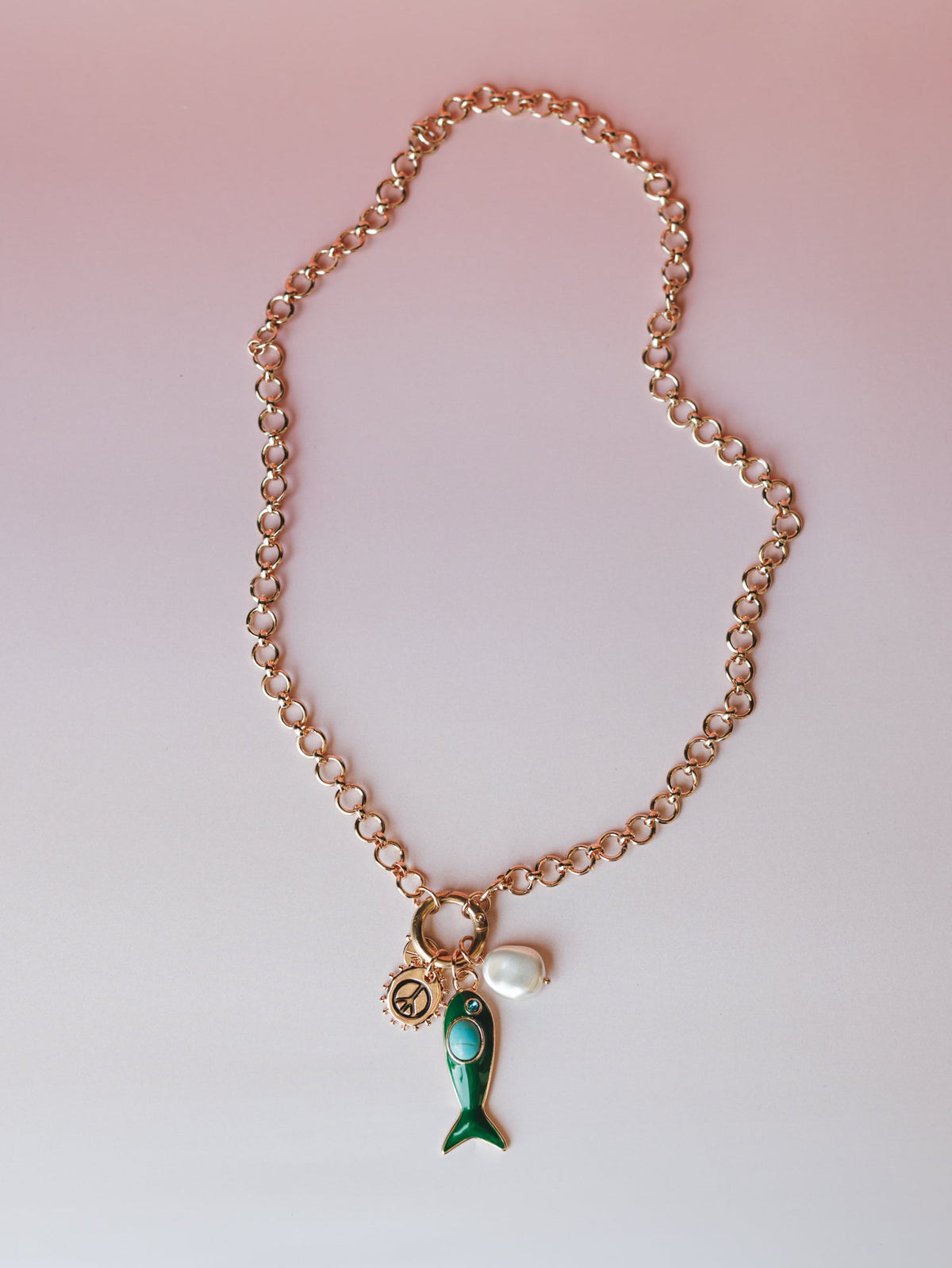 Blue Wishes Charm Necklace - Gold