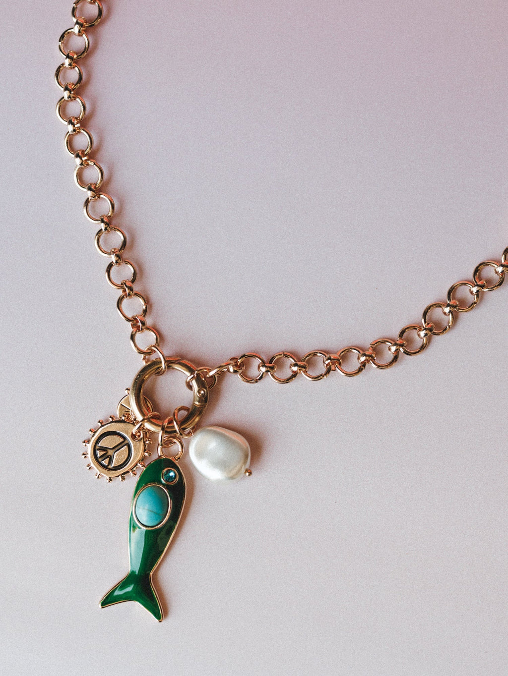 Blue Wishes Charm Necklace - Gold
