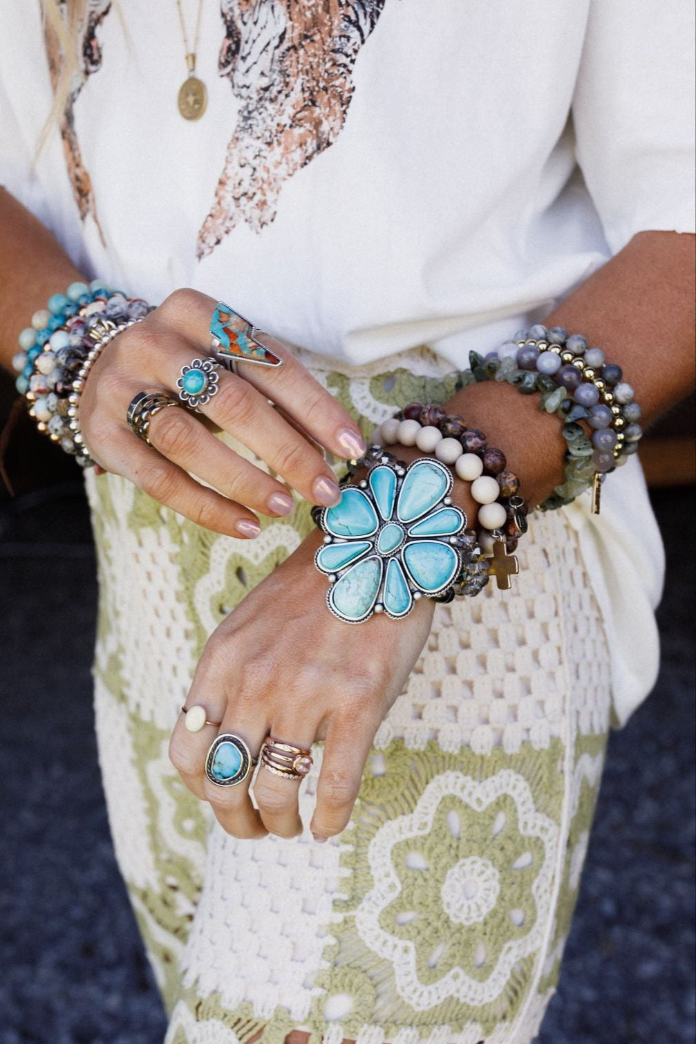 Southern Charm Stretch Bracelet - Turquoise