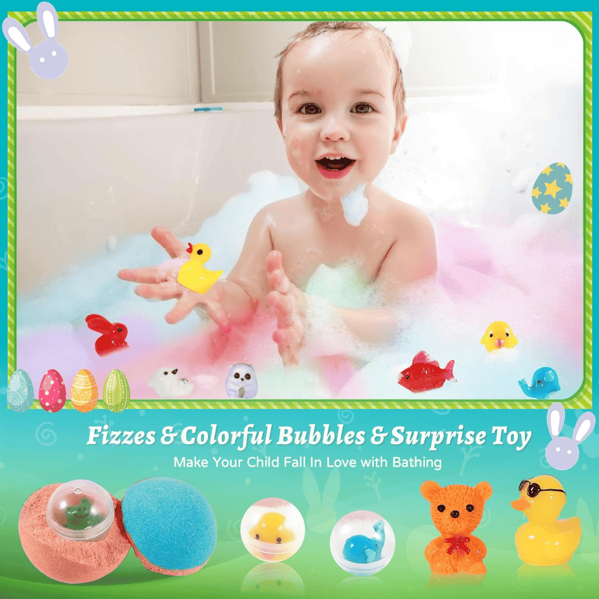 🔥 Natural Bath Bombs for Kids with Mega Bubbles & Surprise Inside🫧12 pcs[1 Box]