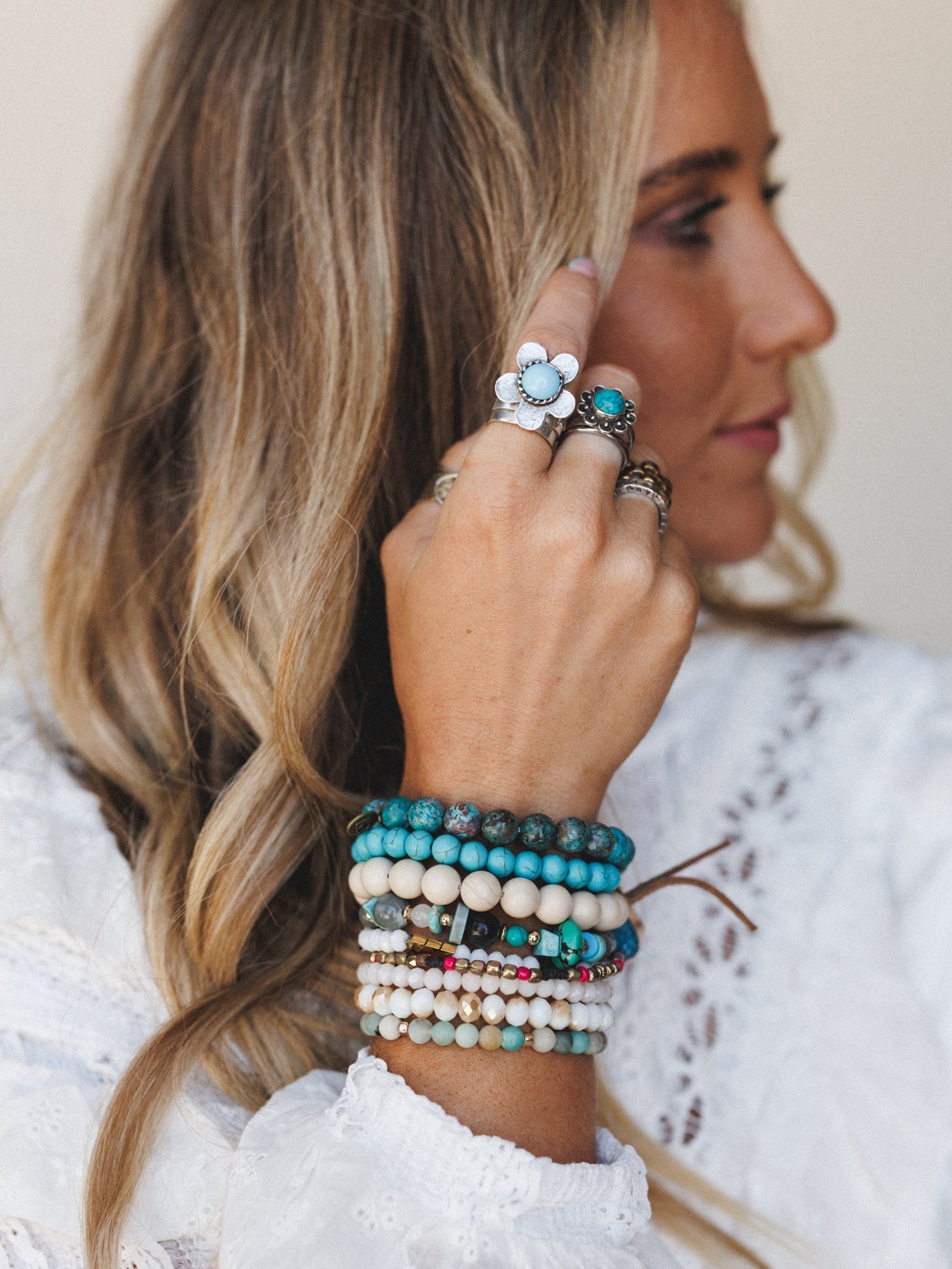 Flower Power Ring - Turquoise