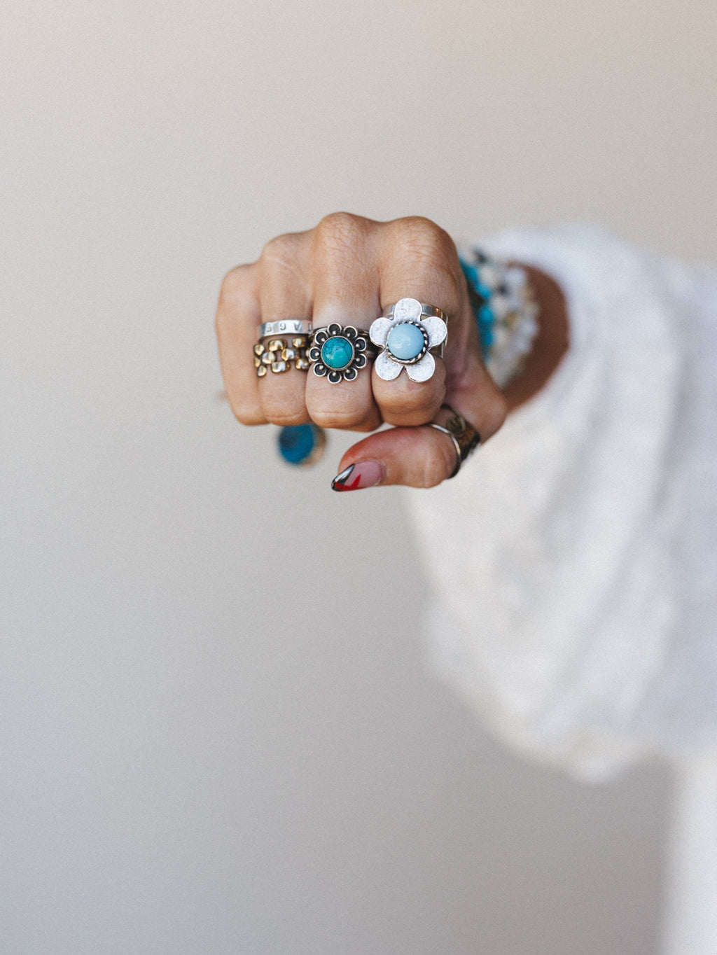 Flower Power Ring - Turquoise