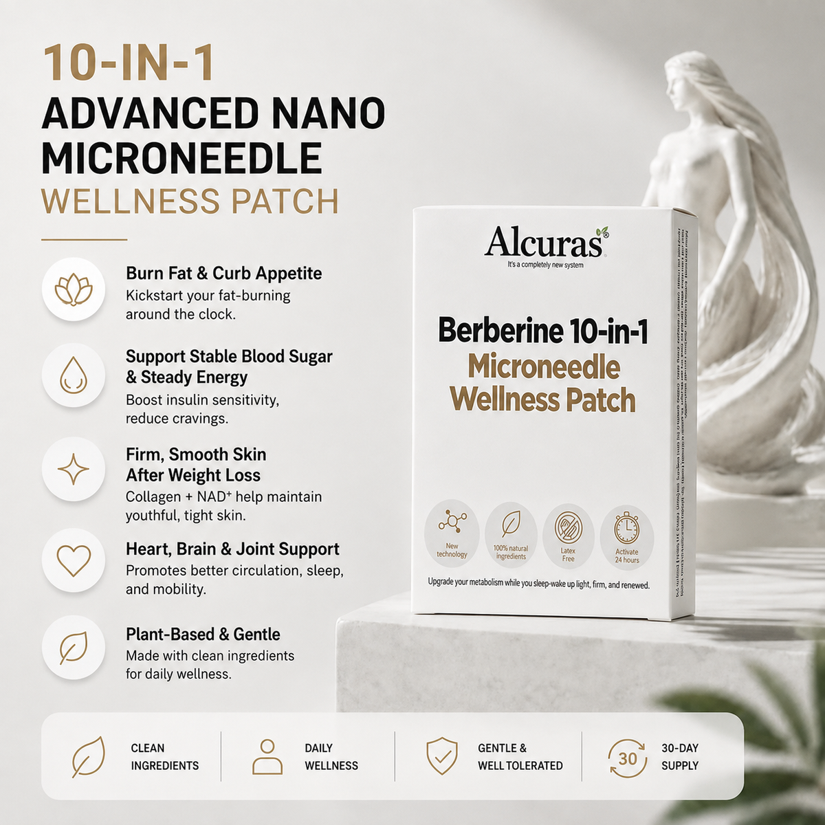 Alcuras® Berberine 10-in-1 Nano Microneedle Patch | ✅ Science-Backed Formula | 10-in-1 Advanced Blend | Visible Results in 7 Days 🏅
