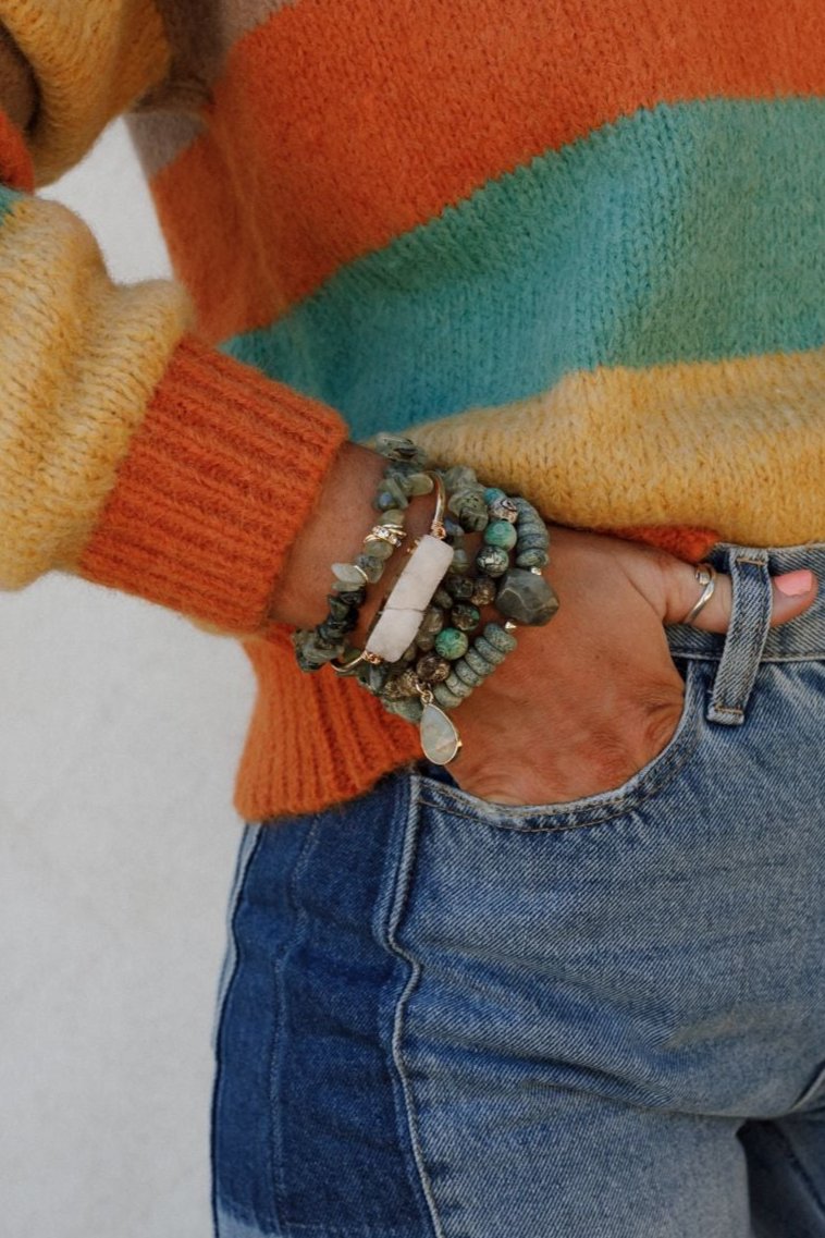 Elyse Bracelet Set - Green Multi - Pre Order