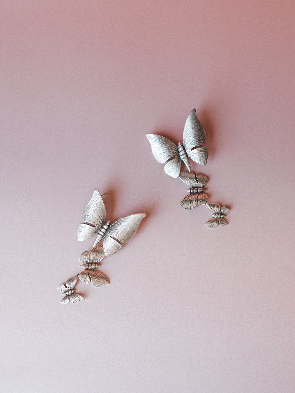 Butterfly Train Earrings - Silver