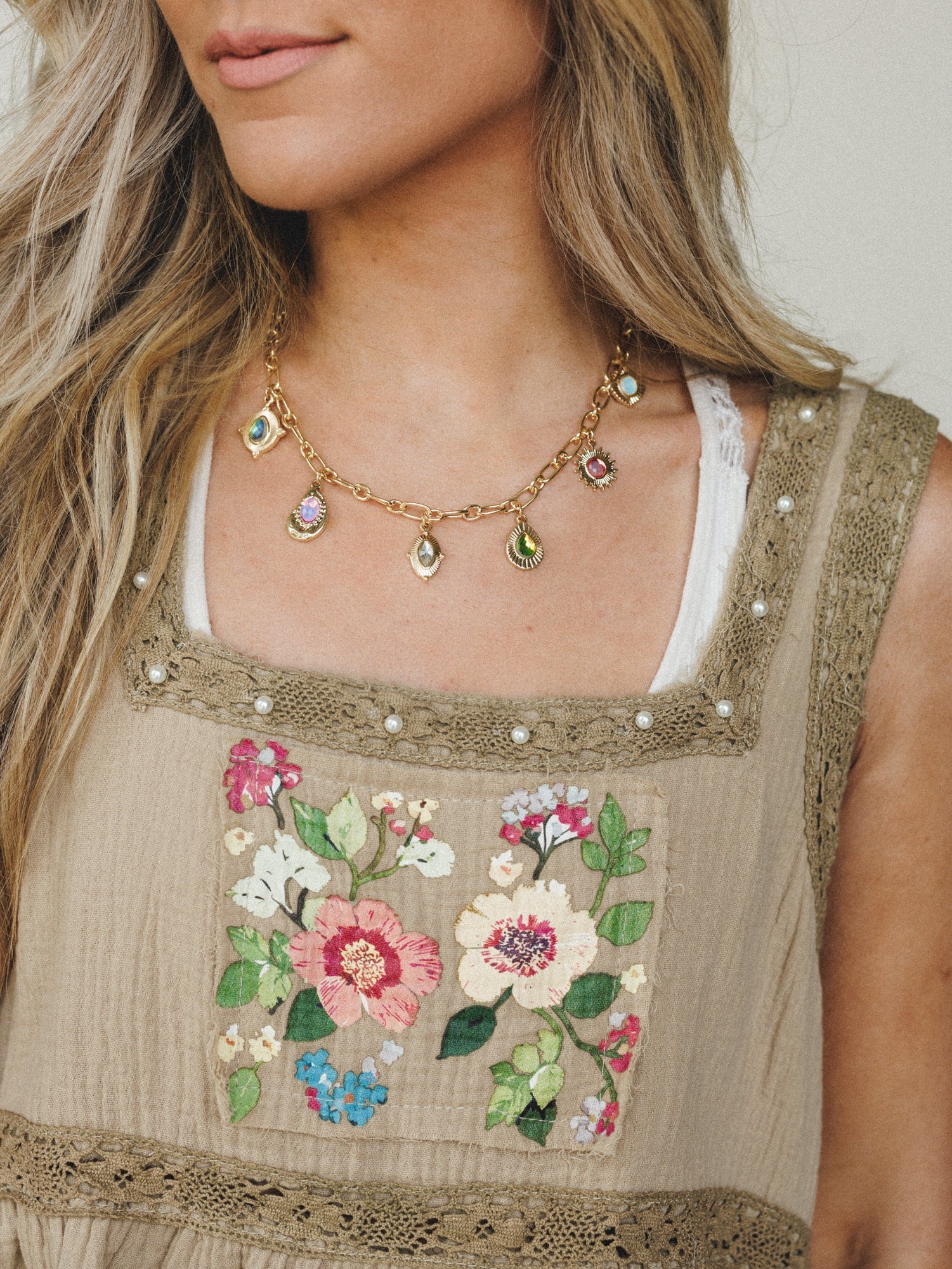 Jewel Charm Necklace - Multi