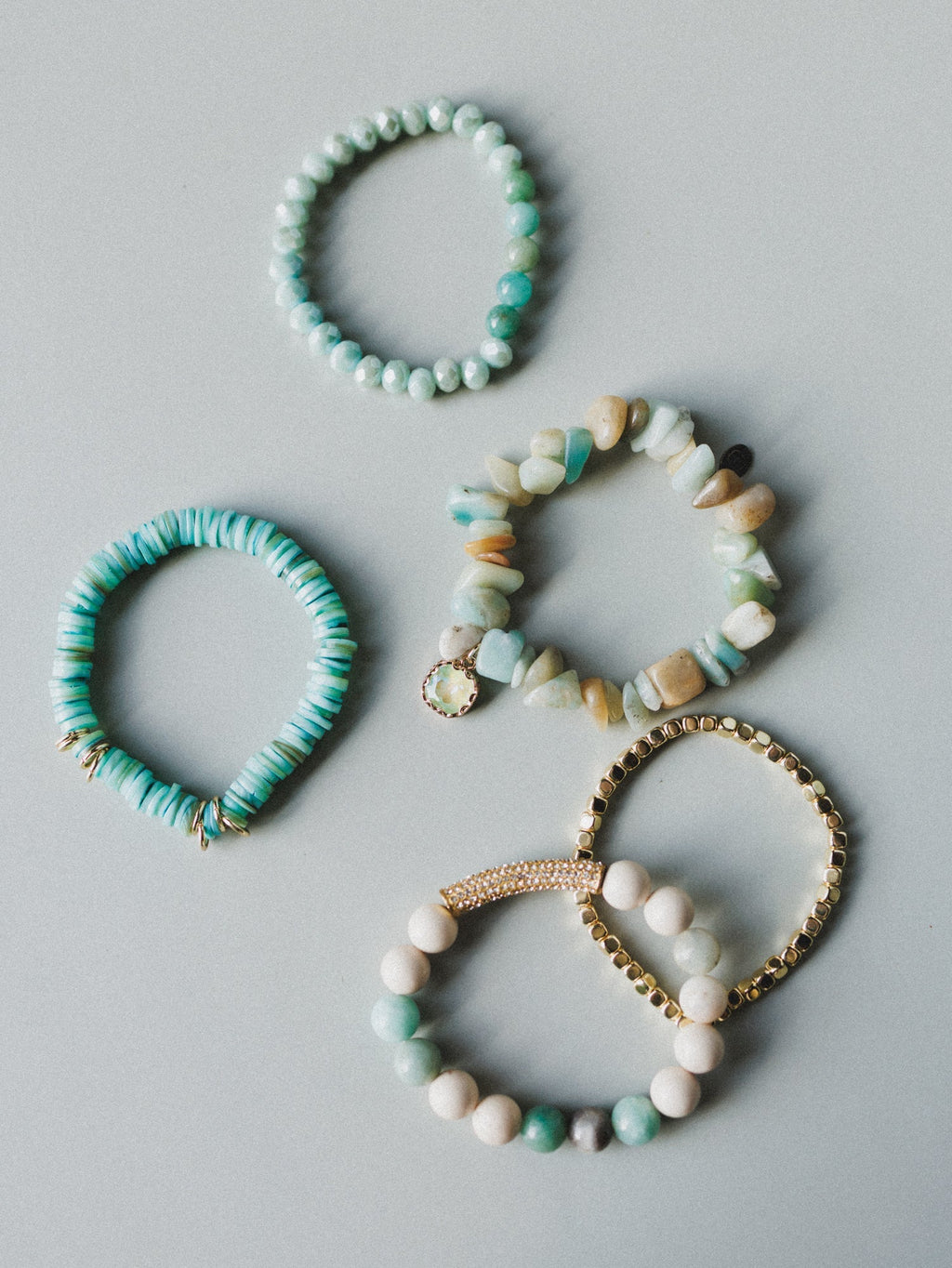 Summer Glow Beaded Bracelets - Aqua