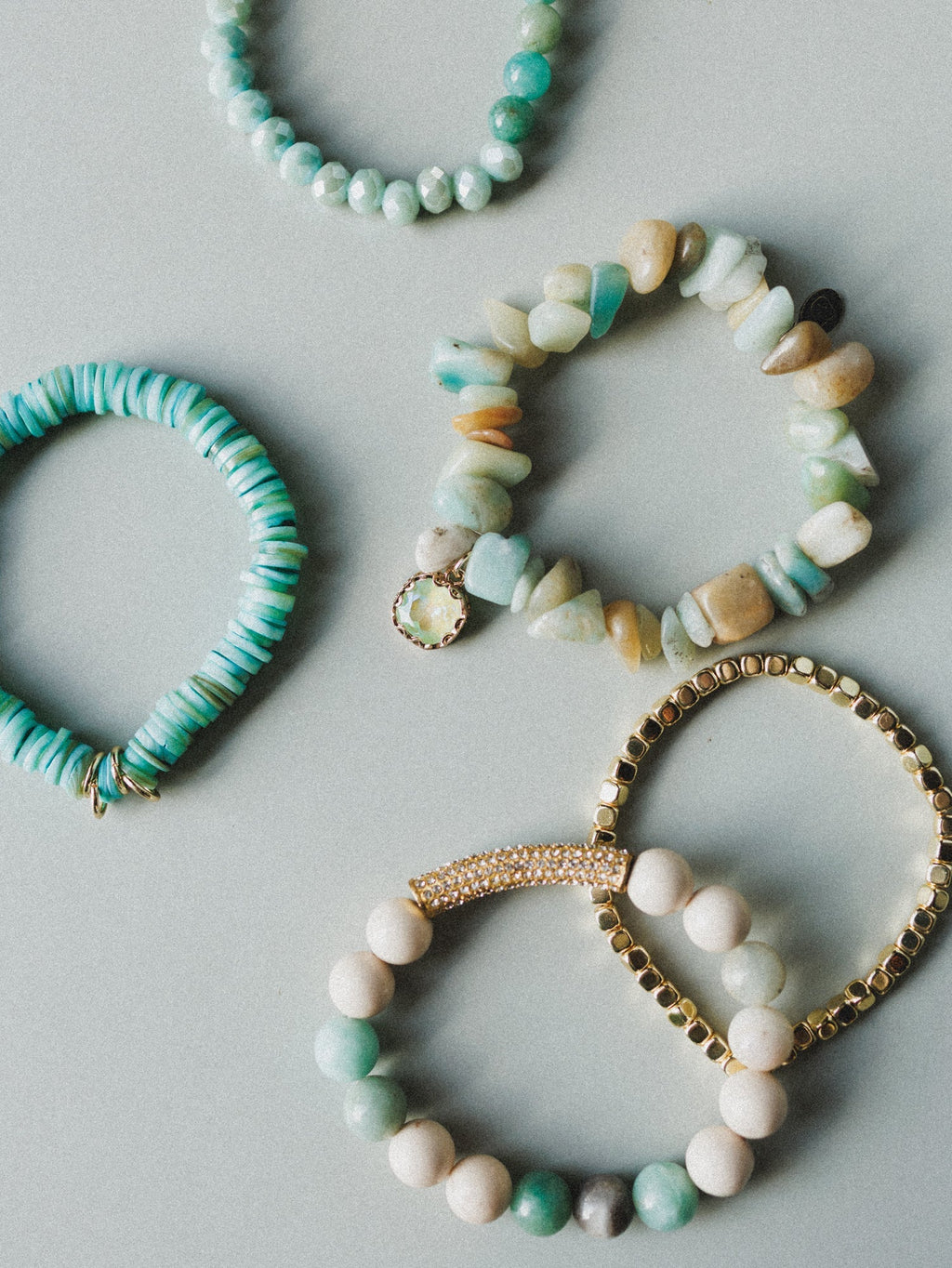 Summer Glow Beaded Bracelets - Aqua