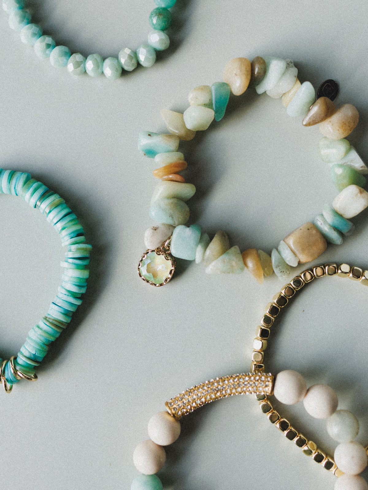 Summer Glow Beaded Bracelets - Aqua