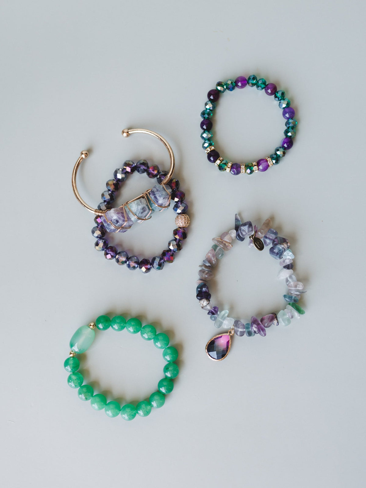 Josephine Bracelet Set - Green Multi