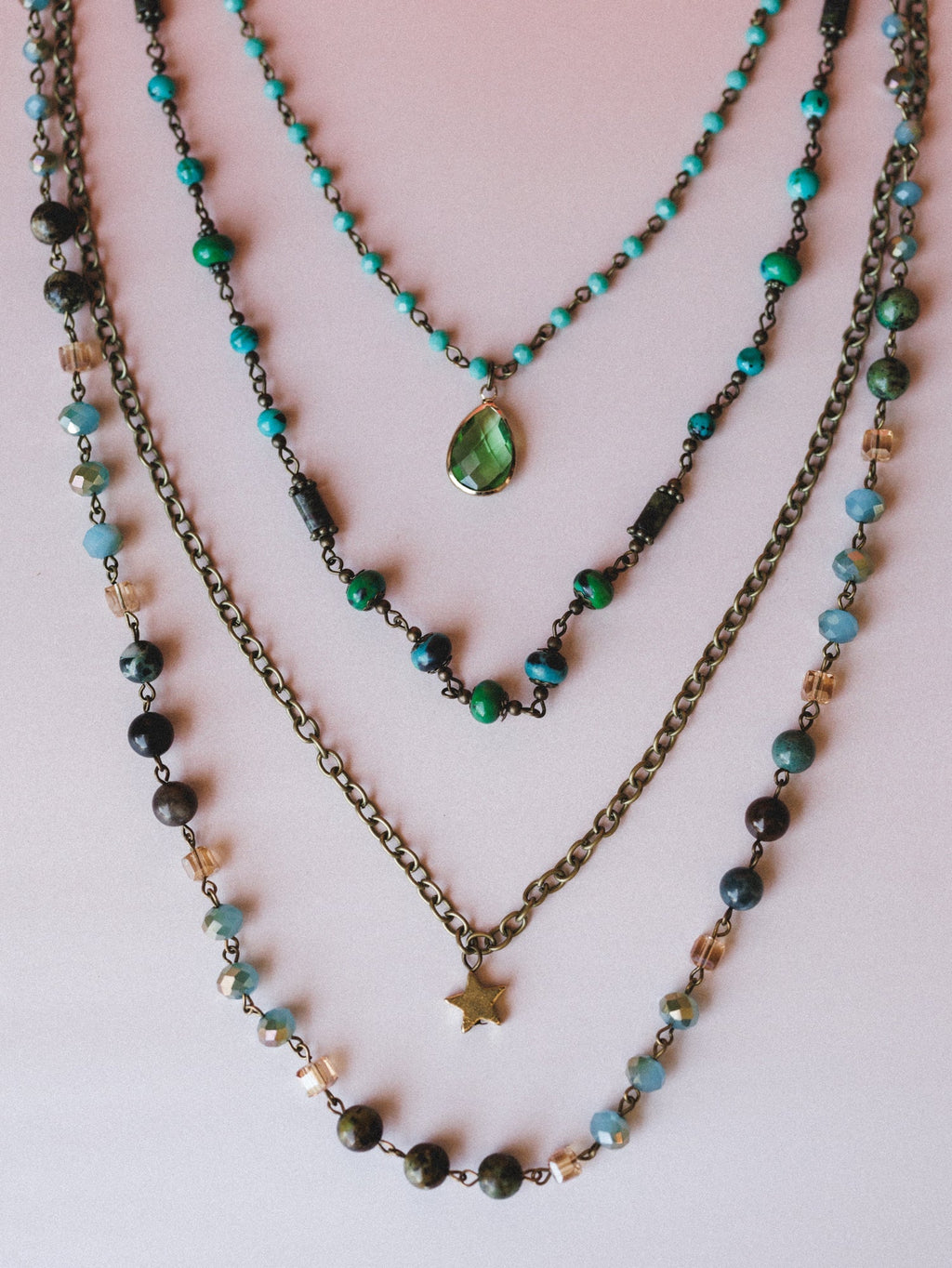 Santorini Layered Necklace  - Green