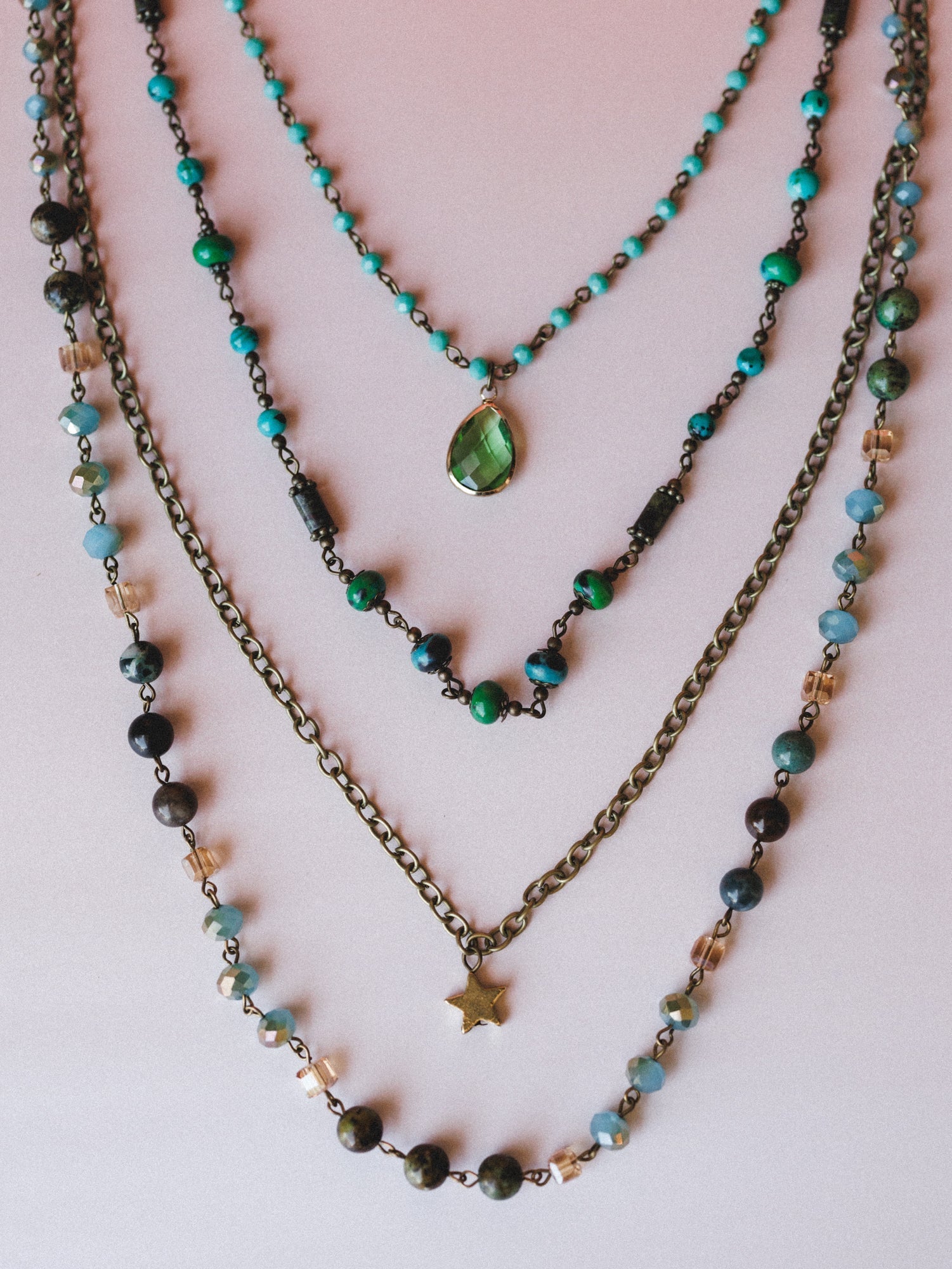 Santorini Layered Necklace  - Green