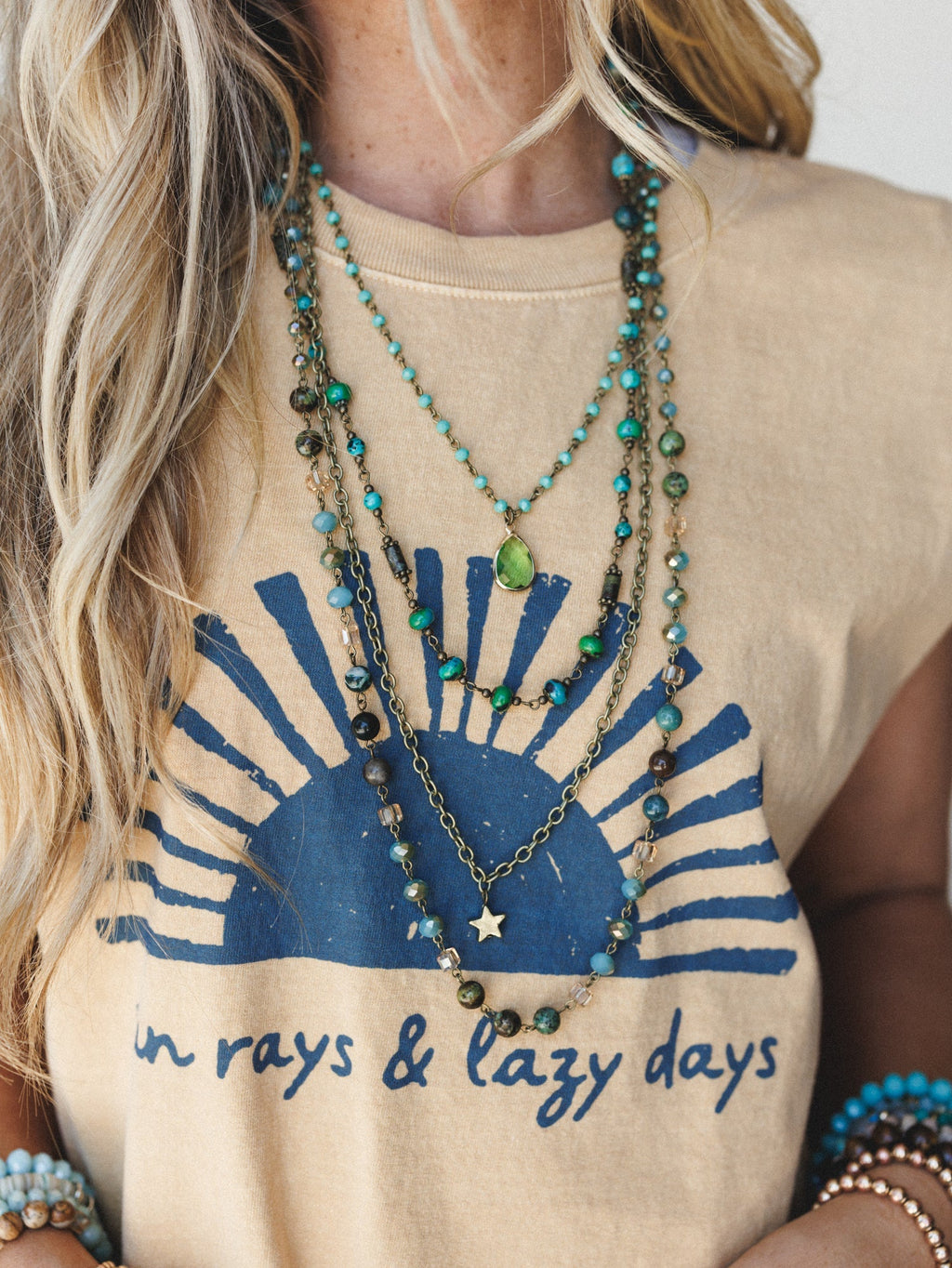 Santorini Layered Necklace  - Green