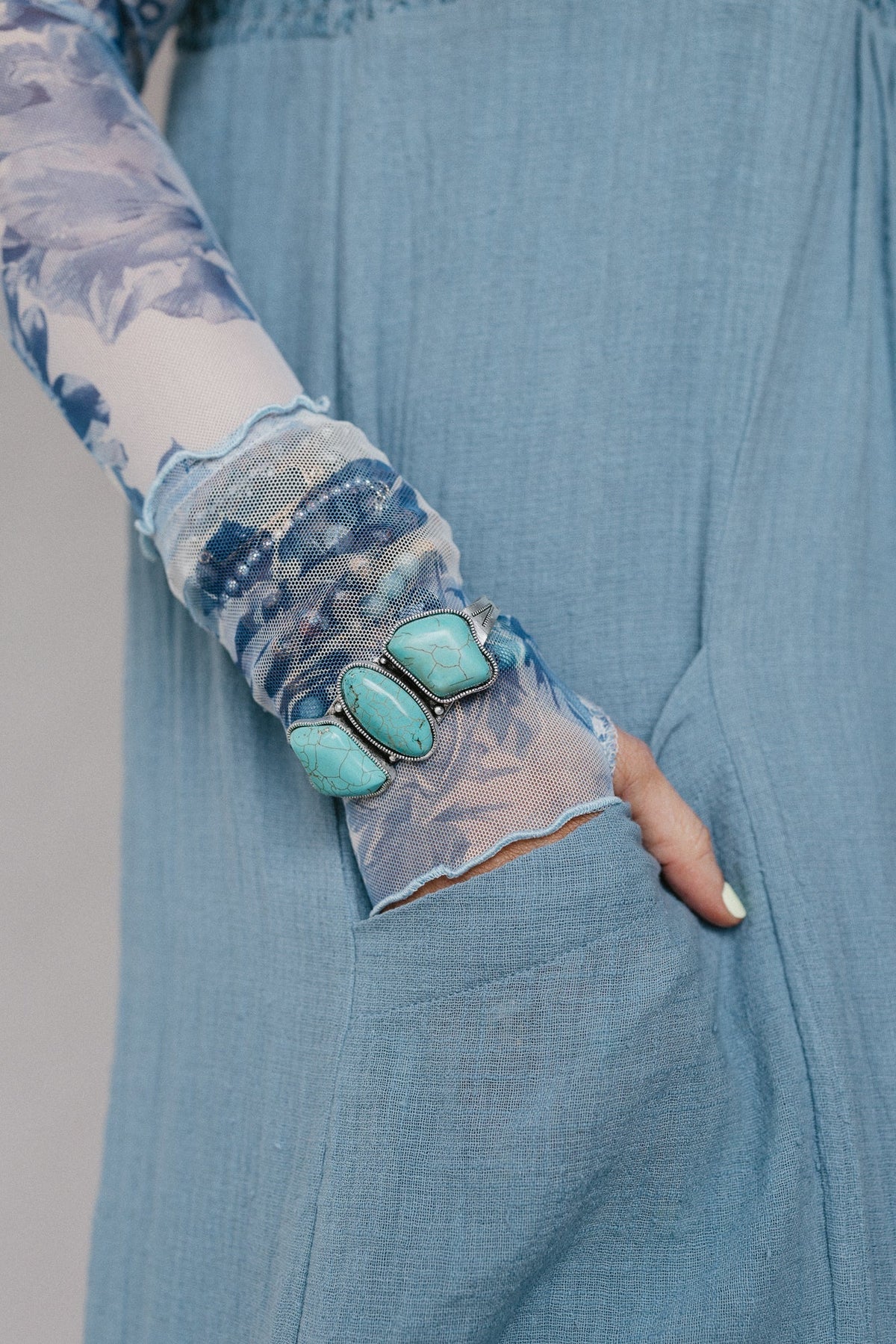 Three Wishes Cuff Bracelet - Turquoise