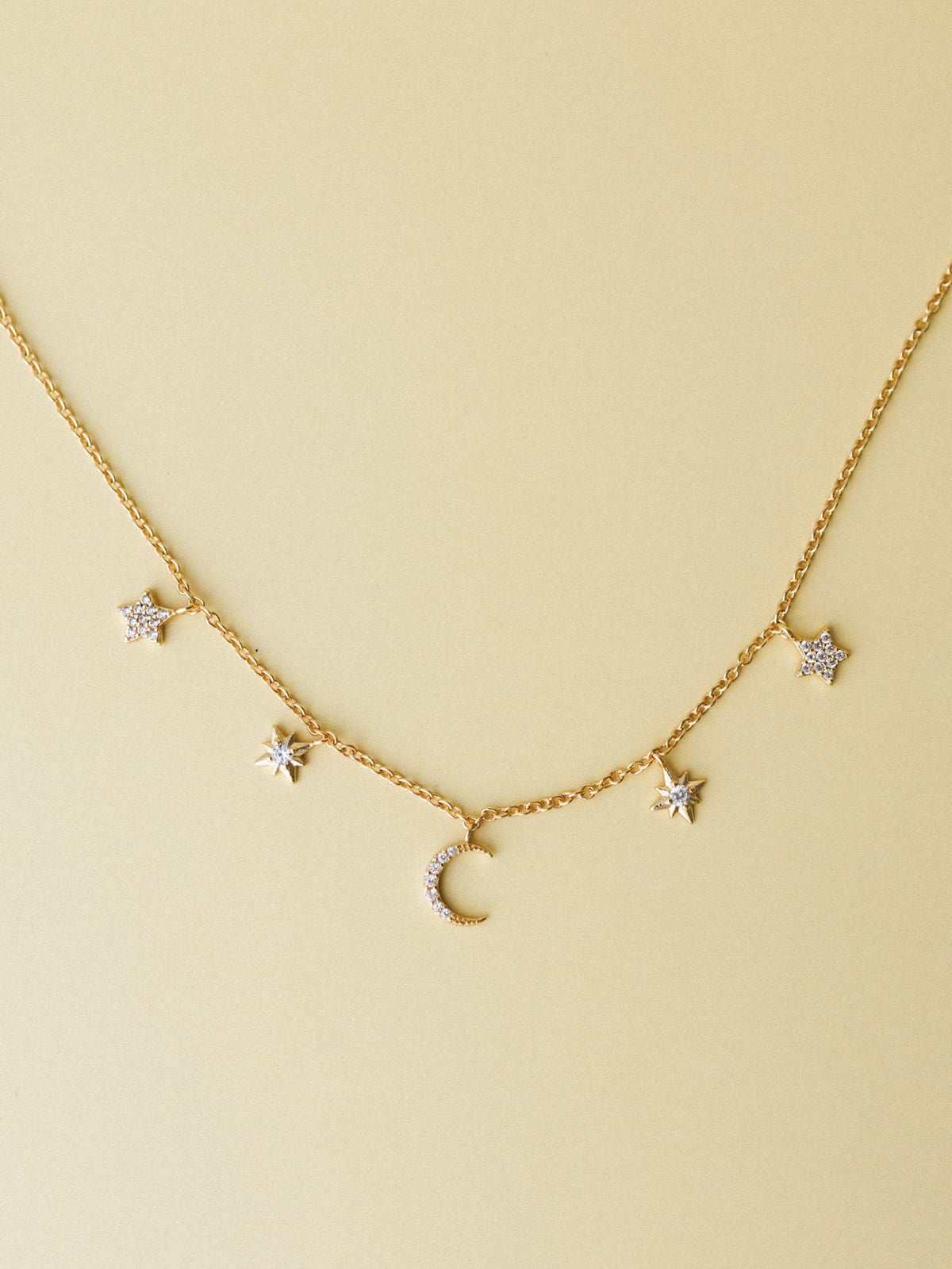 Moon and Stars Necklace - Gold