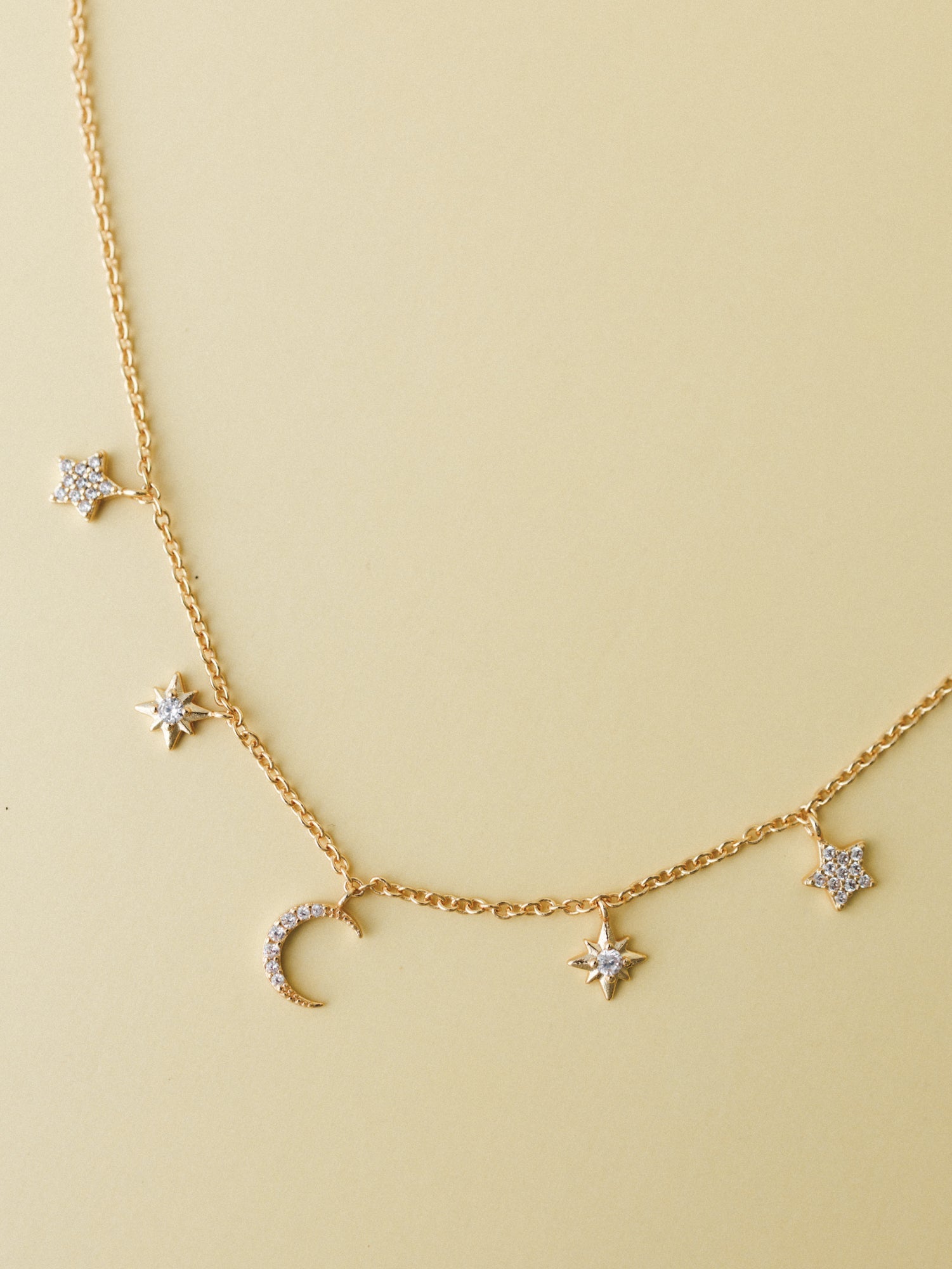 Moon and Stars Necklace - Gold