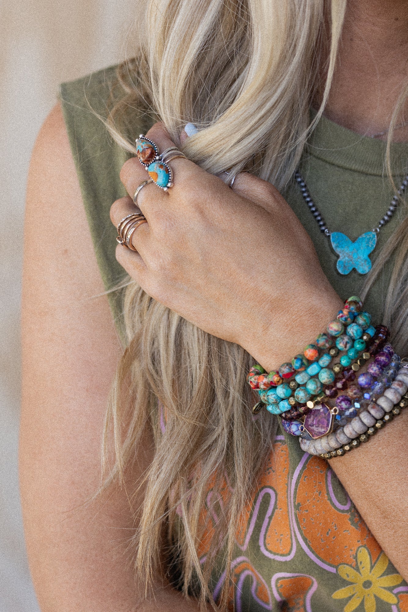 Twin Trails Ring - Turquoise