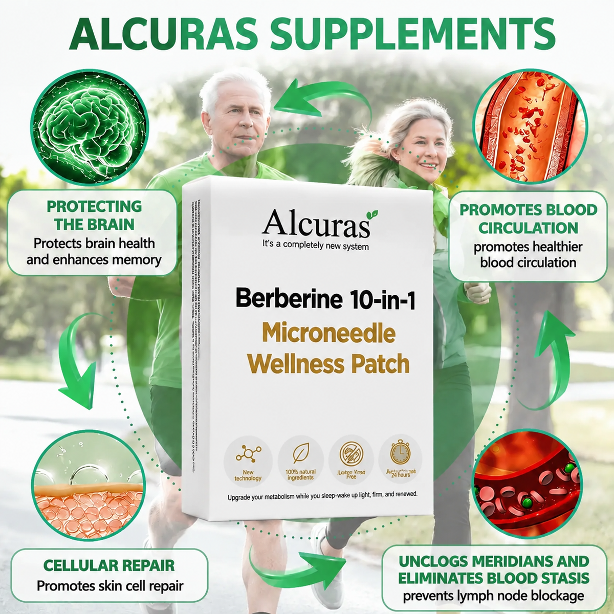 Alcuras® Berberine 10-in-1 Nano Microneedle Patch | ✅ Science-Backed Formula | 10-in-1 Advanced Blend | Visible Results in 7 Days 🏅