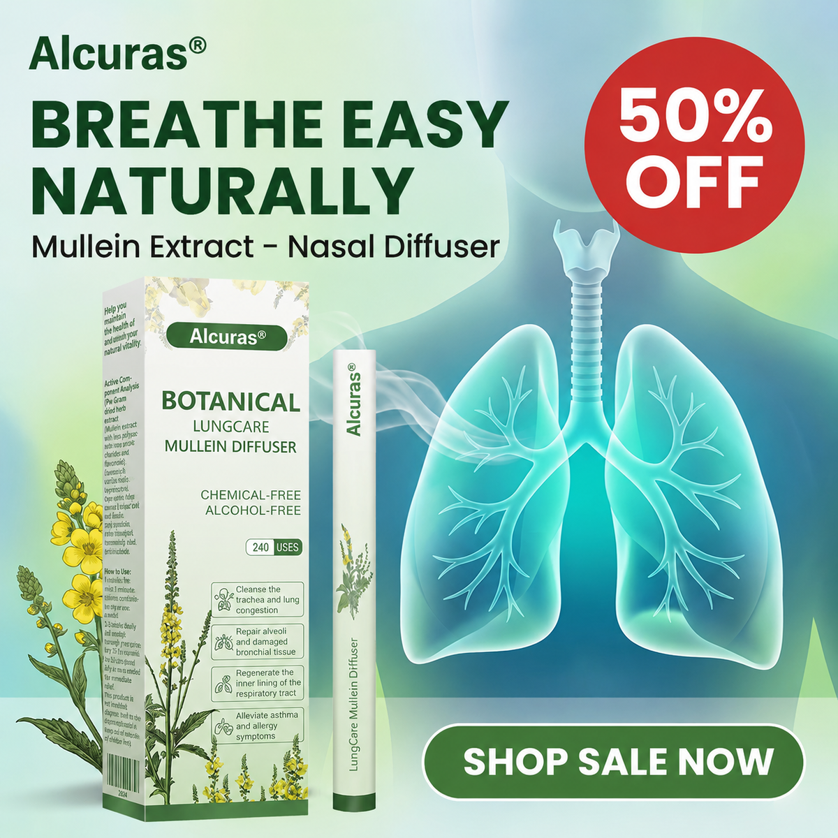 🔥Alcuras® Botanical LungCare Mullein Diffuser