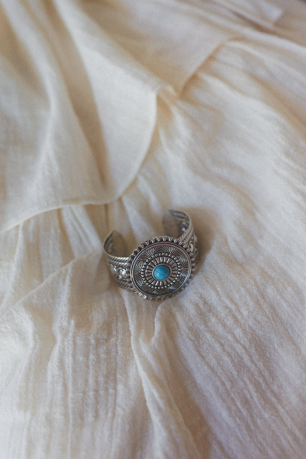 Desert Sunstone Stamped Cuff Bracelet - Turquoise
