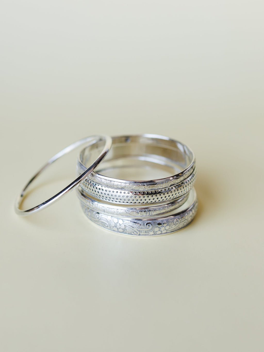 Flower Festival Bangle Set - Silver