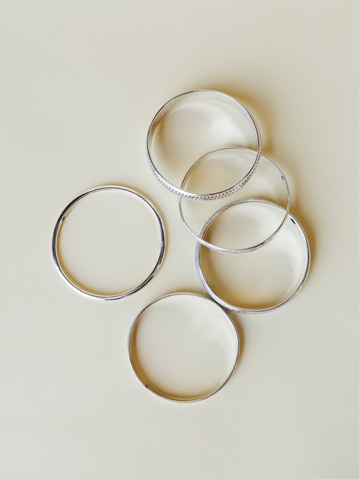 Flower Festival Bangle Set - Silver