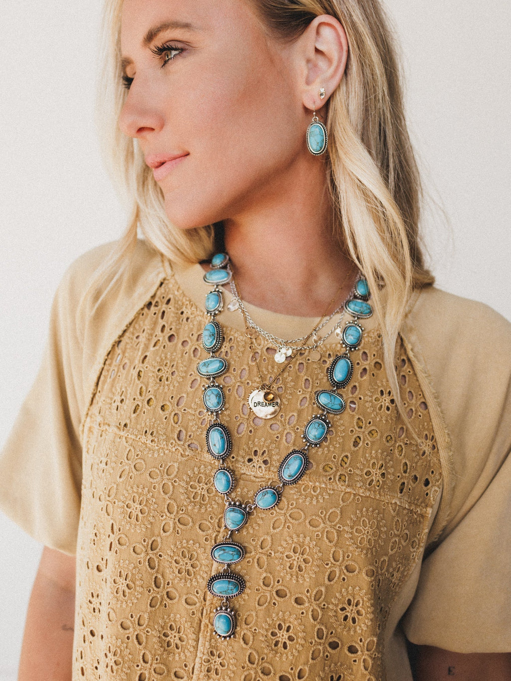Turquoise Trails Necklace and Earring Set - Turquoise